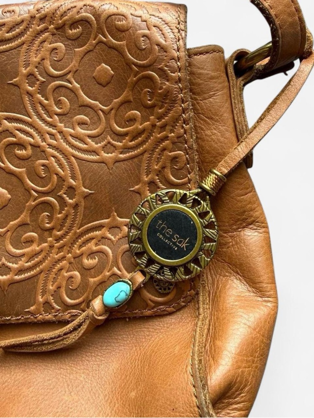 The Sak Brown Stamped Leather Crossbody Purse - Picture 2 of 5